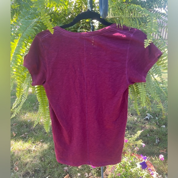 Rag & Bone U Neck Maroon Slub Tee Pima Cotton Short Sleeve Crew Neck Top Sz XS - Picture 5 of 9